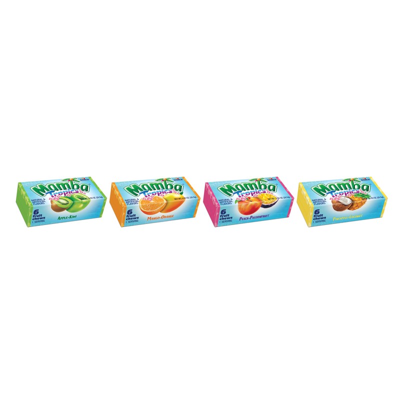 Mamba Tropics Fruit Chews Candy, 6 Pieces (Pack of 48)