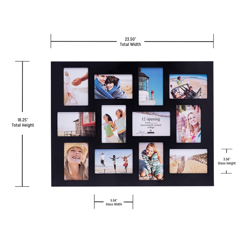 Malden International Designs Black 12 Opening Collage Photo Frame