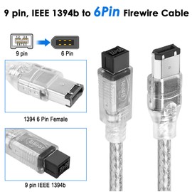 Herfair FireWire IEEE 1394B Cable,9 Pin to 6 Pin Male to Male Cord,Data Transfer Adapter,FireWire 400 DV iLink Converter for Laptop to Camcorder,DV Camera to Computer Cable 1m