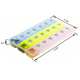Pill Organizer Portable Multi-Color Transparent PP Material Pill Box Travel Pill Organiser for Pills Vitamin Fish Oil Supplements at Morning Noon Night 7 Days