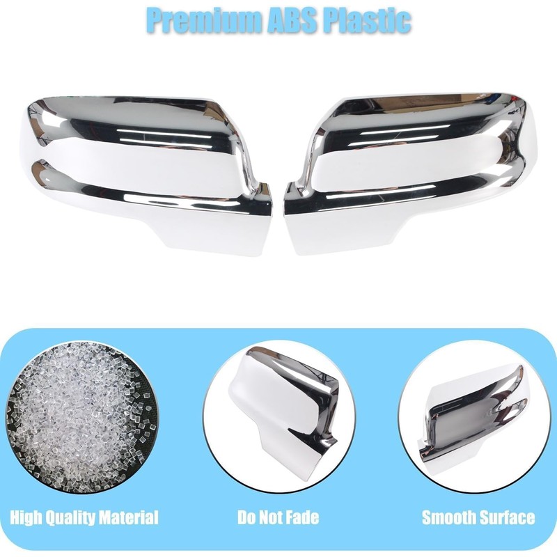 AUCERAMIC Chrome Mirror Cover Caps + Door Handle Covers Without