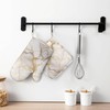 Oven Mitts and Pot Holders Marble Gray Gold White Silicone