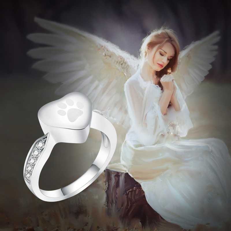 QGJNSGC Love Urn Ring Pet Dog Cat Ashes Memorial Keepsake