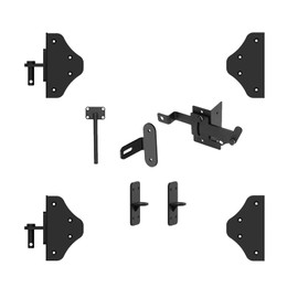 Fence Gate Hardware Kit with Gate Latch, Heavy Duty 90 Degree Right Angle Gate Hinges, Anti Sag Gate Corner Brace Bracket - Left Gate Kit