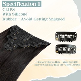 S-noilite Clip in Hair Extensions Human Hair Natural Black, 12 Inch Clip in Human Hair Extensions Double Weft Human Hair Extensions Clip In 115g 8PCS