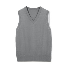 Boys Sweater Vest Kids Solid School Uniform Sleeveless Knit Sweaters Tops 5-14 Years Grey