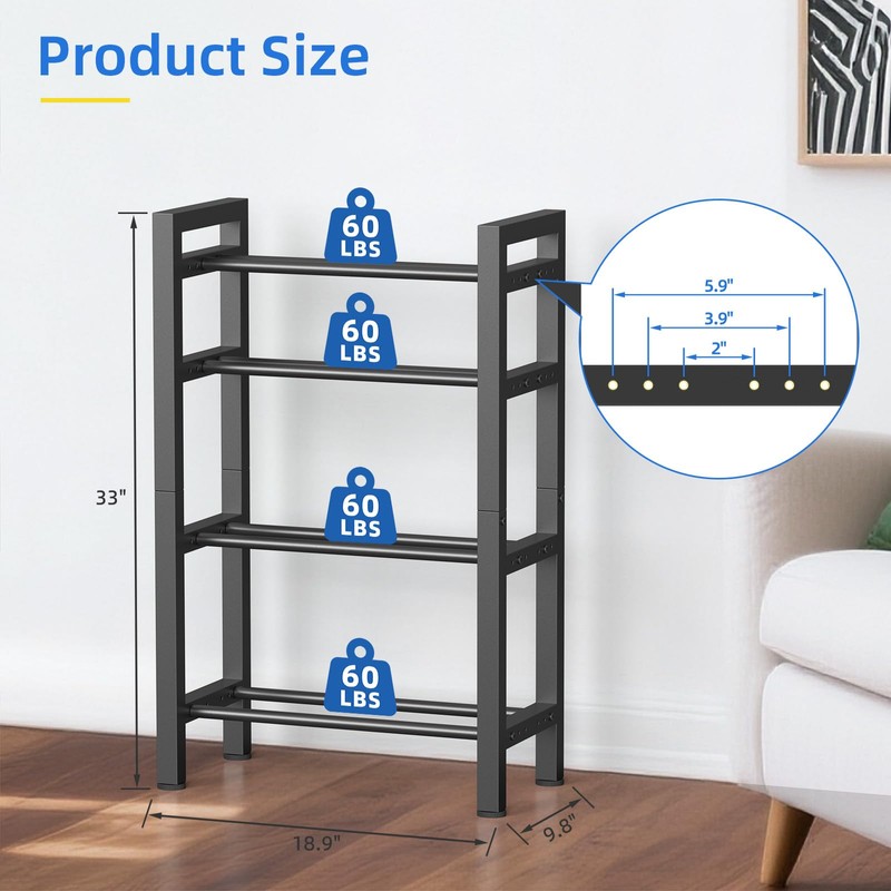 4 Tier Dumbbell, Rack Adjustable Weight Rack for Home Gym