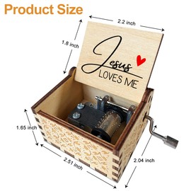Jesus Loves Me Music Box Wooden Musical Box for Christians Wood Minimalism Music Box for Faith Based Gifts Vintage Hand Crank Musical Box for Religious Gifts Spiritual Gifts for Women - JRM832