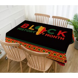 Hafangry Black History Month Table Cloth African American Tablecloth Afro February Festival Holiday Party Decoration Kitchen Dining Room Home Table Cover Decor-60×84inch