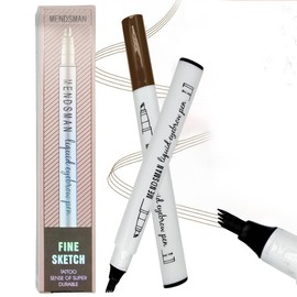 2PC Microblading Eyebrow Pencil, 2025 New Magic Liquid Eyebrow Pen,4 Tipped Waterproof Brow Pencil with Hair like Strokes Natural Long-Lasting Eyebrow Pen(Dark Brown)