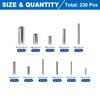 sourcing map 230Pcs Roll Pin Assortment Set 304 Stainless Steel