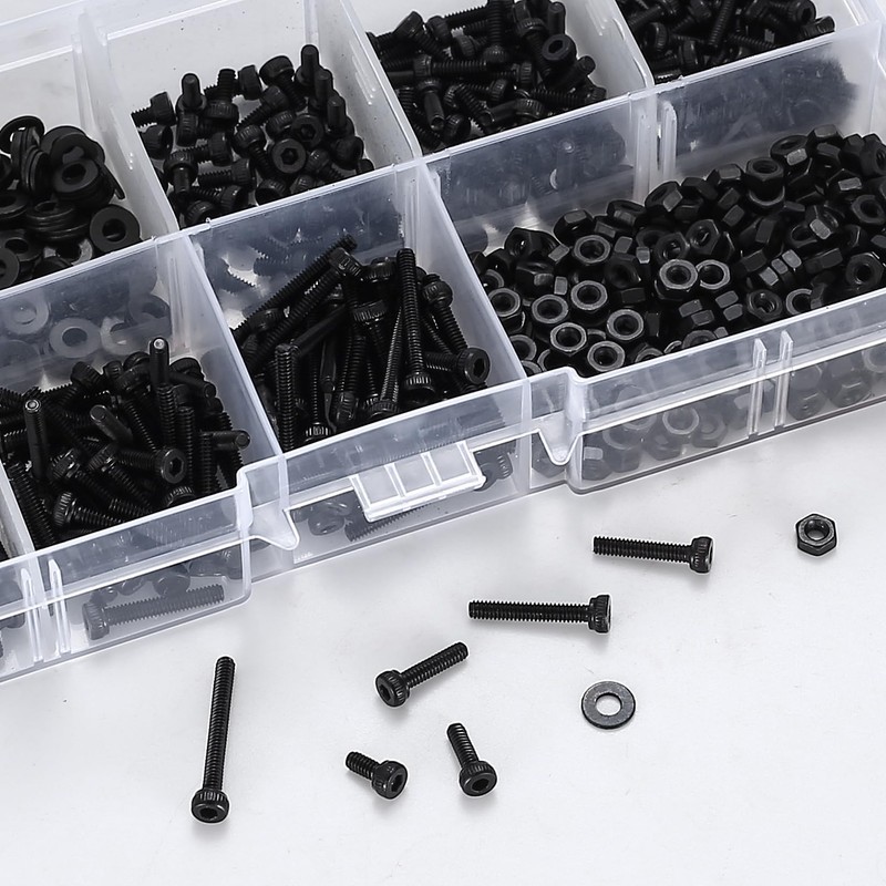 M2 Screws Set, 720 Pieces Cylinder Screws with Hexagon Socket
