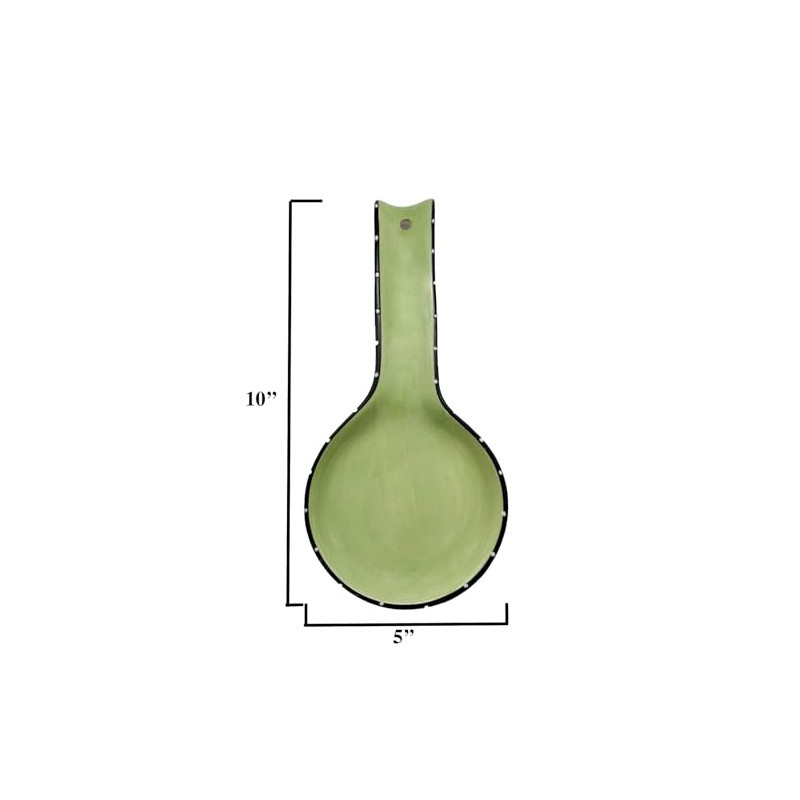 ACK Tuscany Ruffle Pistachio Green Hand Painted Ceramic Spoon Rest,