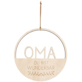 Spruchreif Decorative loop, wooden decorative hanger, wall decoration, door wreath, hoop, gift idea for grandma, gift for Mother's Day, grandma – you are wonderful