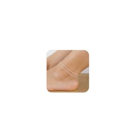 2 Pcs Ankle Bracelets for Women Silver Ankle Bracelets Layered Beaded Anklets Summer Beach Anklets Foot Jewelry Gift for Girls