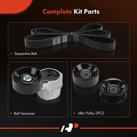 A-Premium Serpentine Drive Belt Kit W/Tensioner & Idlers Compatible with Ford Cars - F-250 1995-1996, F-250 HD 1997, F-350 1995-1997, F-Super Duty, E-350 Econoline, Econoline Super Duty - 7.3L