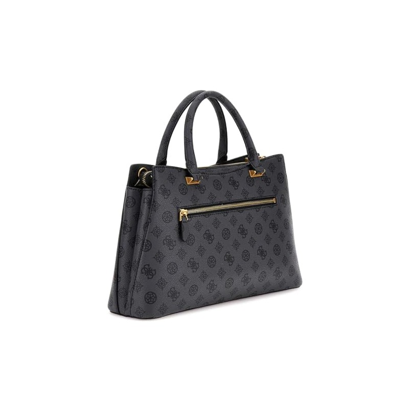 GUESS Cuba Tri Compartment Satchel Charcoal Logo, Charcoal logo