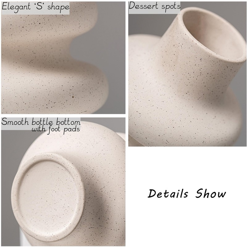 Steviieden Ceramic Vases Set 2, Modern Home Decor,Off White Round