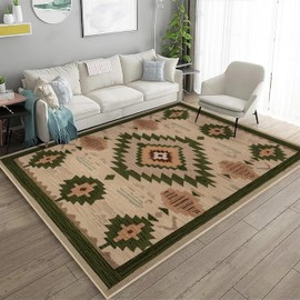 Western Rug 3x5 for Living Room Southwestern Aztec Area Rugs Machine Washable Tribal Navajo Southwest Rug Non Slip Printed Low-Pile Indoor Floor Carpet for Kitchen Bathroom Bedroom, Camel