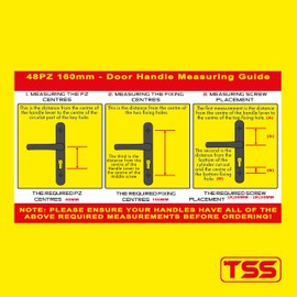 TSS UPVC Door Handle Set, 48mm PZ (Centres), Lever/Lever, Screw to Screw 160mm with Backplate 215mm x 34mm - Replacement PVC Door Handle (White)