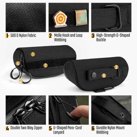 TACTICAL_GEEK EXT7 Portable Outdoor Sunglasses Case, Eyeglass Shockproof Protective Box, Nylon MOLLE Accessories Hard Shockproof Case, Spectacles Organizer for Daily Carrying (Black)