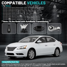 Farrme Engine Motor Mount & Transmission Mount Set of 4 Fit for Nissan Sentra 2013-2019 L4 1.8L Replacement Engine Motor Trans Mount Set#A7382 A7376 A4360 A4374 Motor Mount Kit