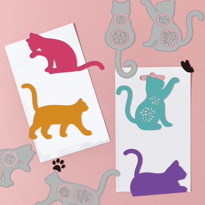 GLOBLELAND 1Set 13Pcs Flower Cat Cutting Dies for DIY Scrapbooking
