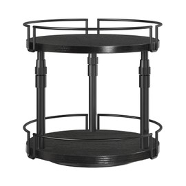 HOOBRO Lazy Susan Organizer Spice Rack, 2-Tier Height Adjustable Rotating Lazy Turntable Spice Organizer, for Kitchen Countertop and Cabinet, Black BB05TL01
