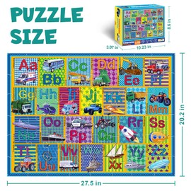 Floor Puzzle for Kids,48 Piece Transportation Letter A-Z Alphabet Puzzle,Vivid of Cartoon Design Letter Games for Preschoolers,Learn ABCs with Fun- Interactive Educational Toy for Ages 3+