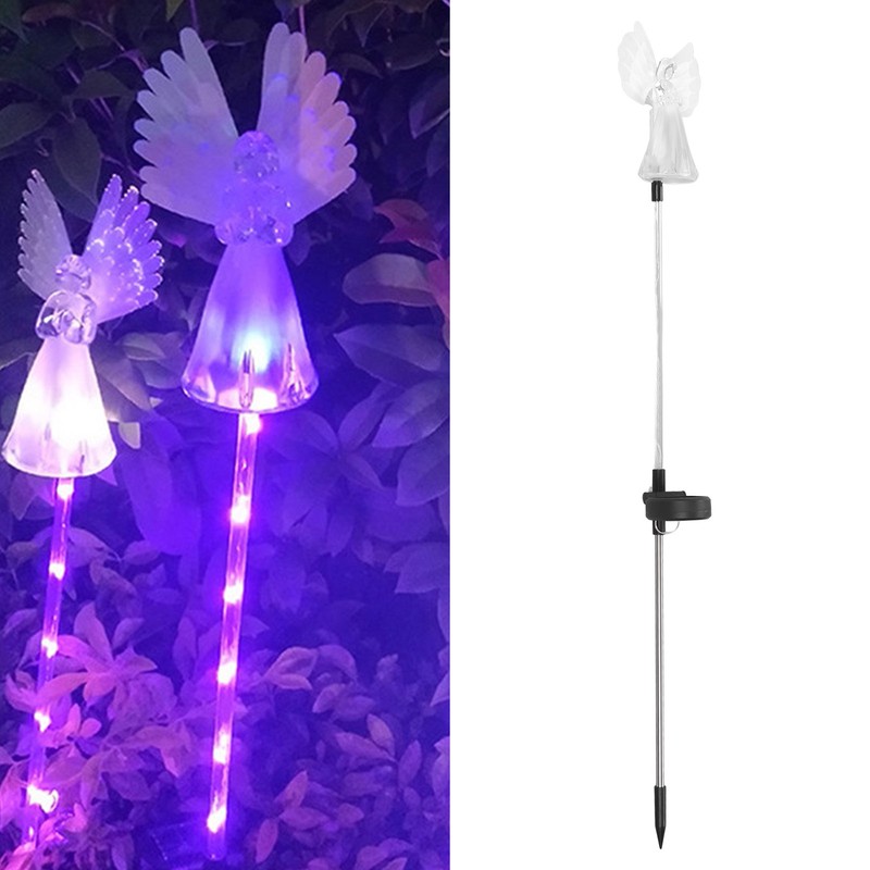 Solar Angel Lamp Colorful Lighting PP Stainless Steel Solar Powered