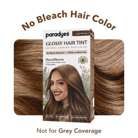 Paradyes No Bleach Hazel Brown Glossy Hair Tint, Ammonia-Free Formula for Natural Black Hair, Visible on Natural Black Hair, Includes Anti-Fade Conditioner for Long-Lasting Shine, 5 Light Brown