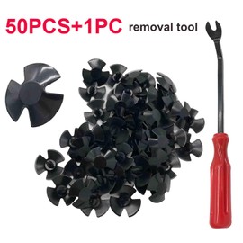 50pcs Hood Insulation Retainer Clips with 1pc Fastener Remover - for Chrysler, Jeep, Dodge, ram 1500 - Replace OEM 4878883aa Nylon Clip Hood Liner Push pin-Red