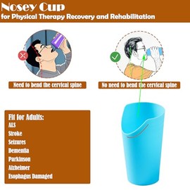 3pcs Nosey Cups 8.7oz,Elderly Care Cups for Physical Therapy Recovery and Rehabilitation