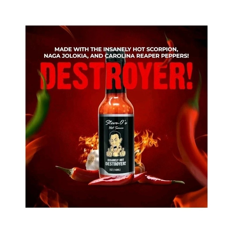 Steve-O's Destroyer Hot Sauce | Garlic, Scorpion, Reaper | Extreme