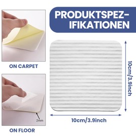 Gicctyble Pack of 4 Carpet Non-Slip Pads - Reusable Carpet Stoppers with Vacuum Technology, Non-Slip Carpet Underlay for Laminate, Parquet & Tiles, 10 x 10 cm, Washable & Residue-Free