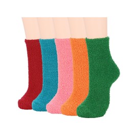 Century Star Athletic Fuzzy Socks for Women Slipper Socks Cozy Socks Outdoors Yoga Socks For Christmas 5 Pairs New Bright Color One Size, 5 Pairs New Bright Color, One Size
