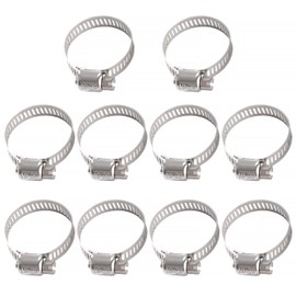 YIXISI 10 PCS 19-29 mm Hose Clips, 304 Stainless Steel Hose Clips, Adjustable Hose Clamps, Jubilee Clip, for Hose Pipe Tube