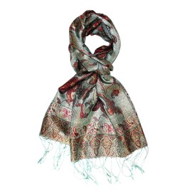Lorenzo Cana Silk Scarf for Men Scarf 100% Silk Woven Men's Scarf Elegant Paisley Pattern Tone on Tone, Grey-green-multi-coloured