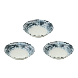 Aito 20201247 Medium Bowl, White/Navy, 19.0 fl oz (560 ml), Mino Ware Boiled Tokusa & Oden Bowl (Set of 3) Size: Approx. 7.1 x 1.9 inches (18.0 x 4.8 cm)