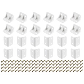 sourcing map 12Pcs 90 Degree Plastic Corner Braces, 23x35.5x23mm Nylon Shelf Right Angle Brackets with Screws for Cabinets, Cupboards (White)