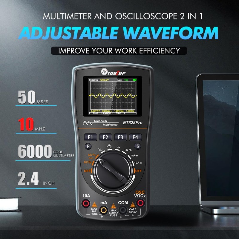 Oscilloscope Multimeter, 2-in-1 Intelligent Digital Scope Meter Multimeter, Professional LED