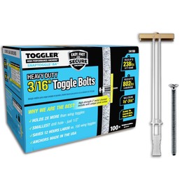 TOGGLER (BA) 3/16-24 Toggler SNAPTOGGLE Heavy Duty Toggle Bolt Zinc with 3/16-24 x 2 1/2 Flat Head Machine Screws Zinc (100 Pcs)