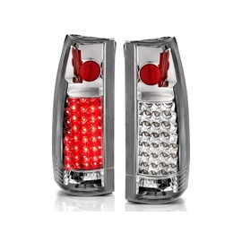 AmeriLite for 1988-2000 Chevy GMC C/K 1500 2500 3500 Pickup Tahoe Suburban Chrome LED Tail Lights Assembly Set - Passenger and Driver Side