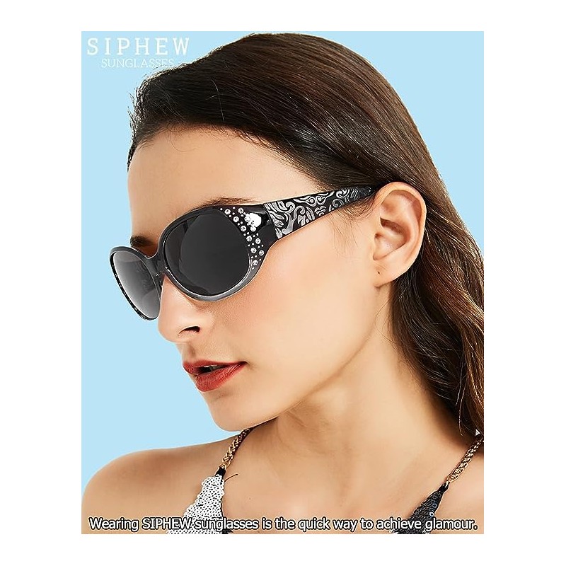 SIPHEW Polarisierte Sonnenbrille Damen Übergroße klassische Brille mit 400 UV-Schutz