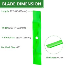 JYLEYJ GY20852 GX21784 Fit for John Dee re 48 inch Mower Blades D140 D150 E140 E150 X140 X165 Z255 Z355e Replace AM137757 AM141035 Mulching Blades (3 Pack) ﻿