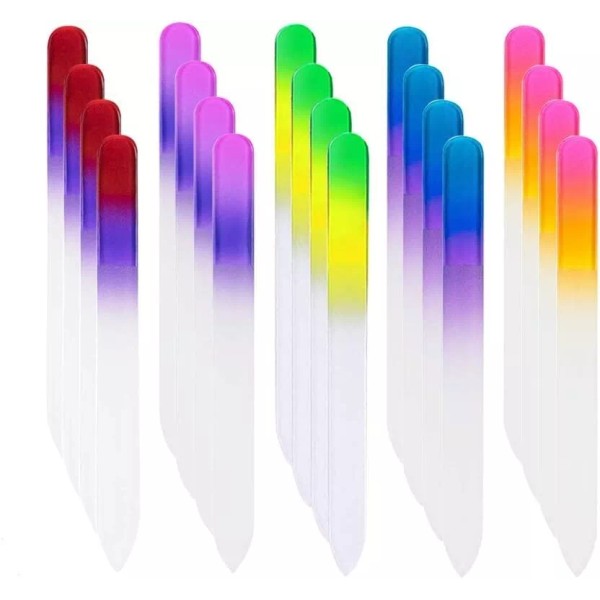 Branded 20 Pcs Glass Nail File Bulk with Plastic Sleeve,