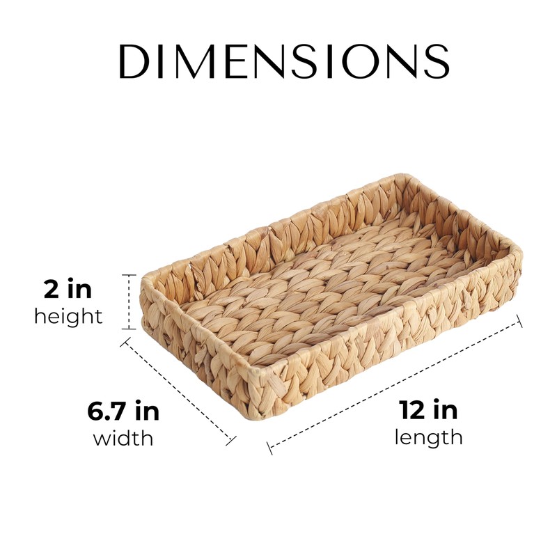 JS Maison Rectangular Water Hyacinth Woven Wicker Basket for Organizing