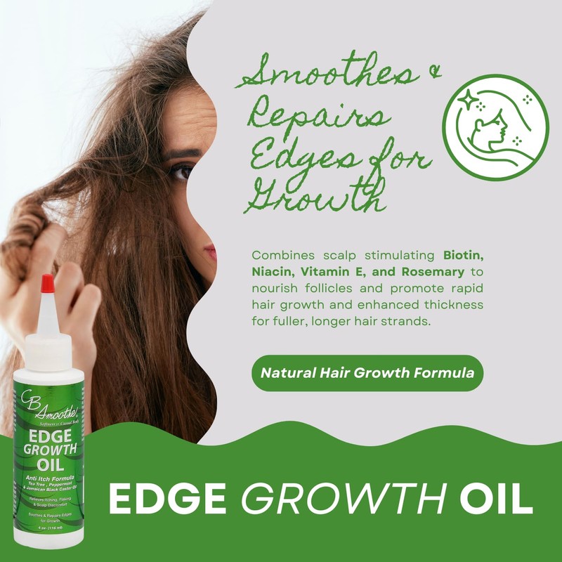 C B SMOOTHE Oil, Natural Hair Growth Serum with Tea