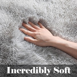 ONASAR Rugs for Living Room Bedroom, 5x8 Washable Fluffy Tie-Dyed Light Grey Bedside Area Rug, Soft Plush Shaggy Floor Carpet for Nursery Kids Girls Boys Teen Dorm Home Office Decor Aesthetic