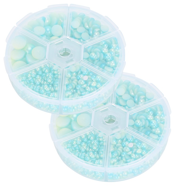 2Boxes Gradient Imitation Pearl Semicircular Nonporous Flat Back Decorative Accessories